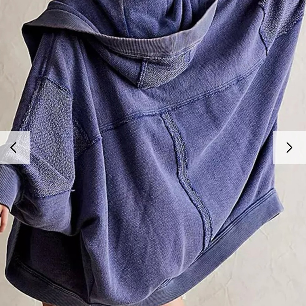 Free People Blue Hooded Sweatshirt